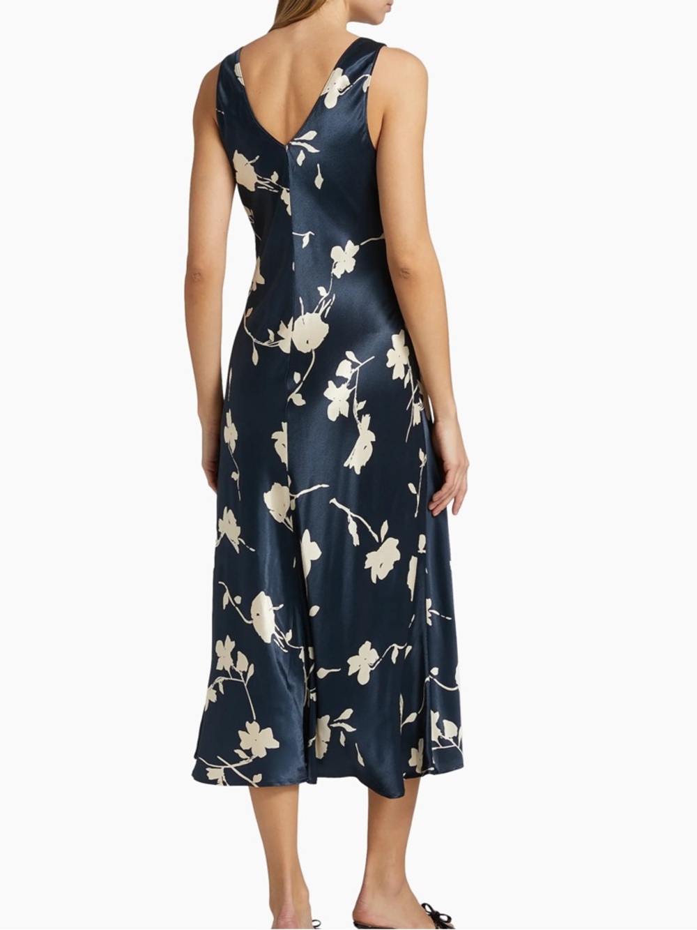 Rails Camellia Floral Satin Midi-Dress Size XXS black V-neck Sheath - Picture 2 of 7